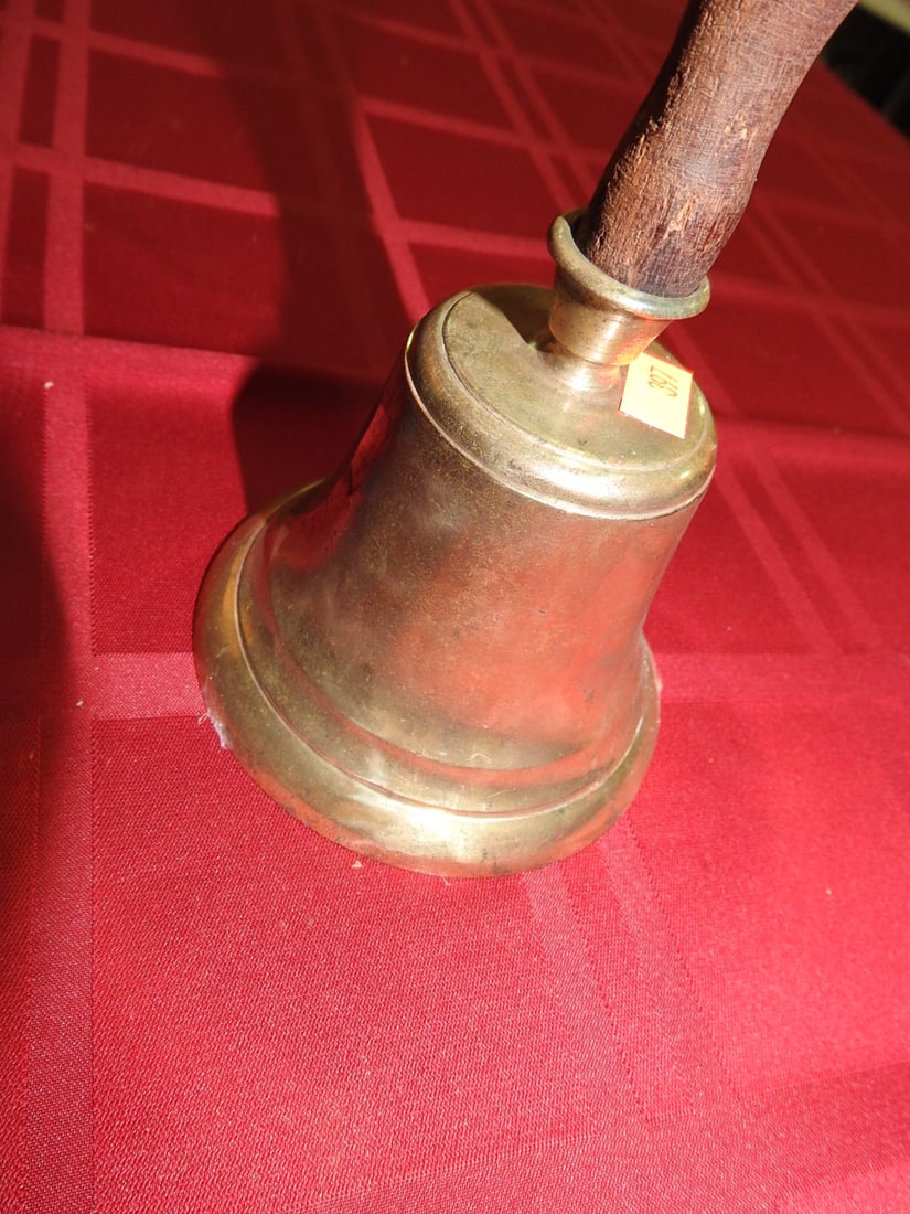 Antique Brass Bell with Wooden Handle - 5
