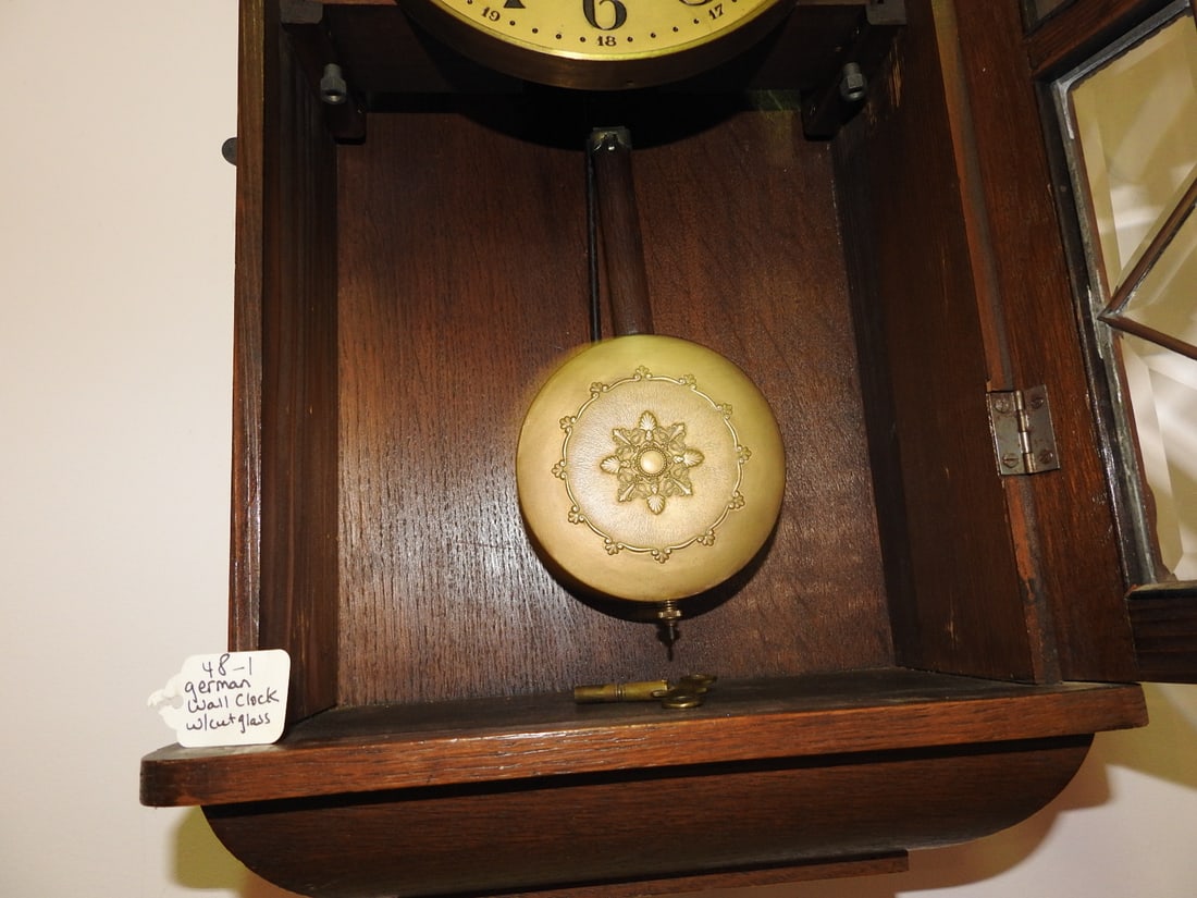 German Wall Clock with Cut Glass - 11