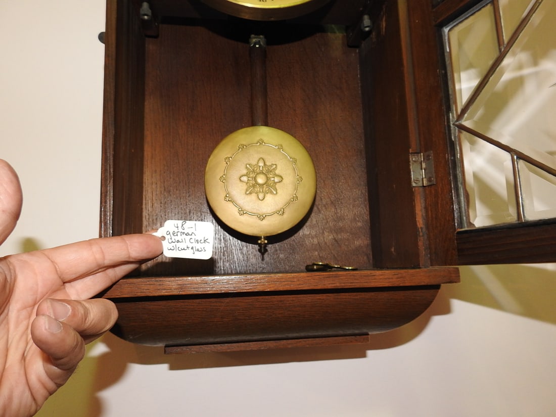 German Wall Clock with Cut Glass - 6