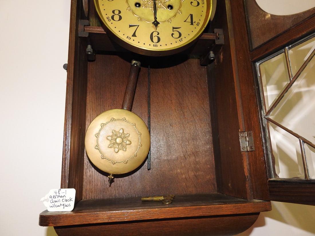 German Wall Clock with Cut Glass - 9
