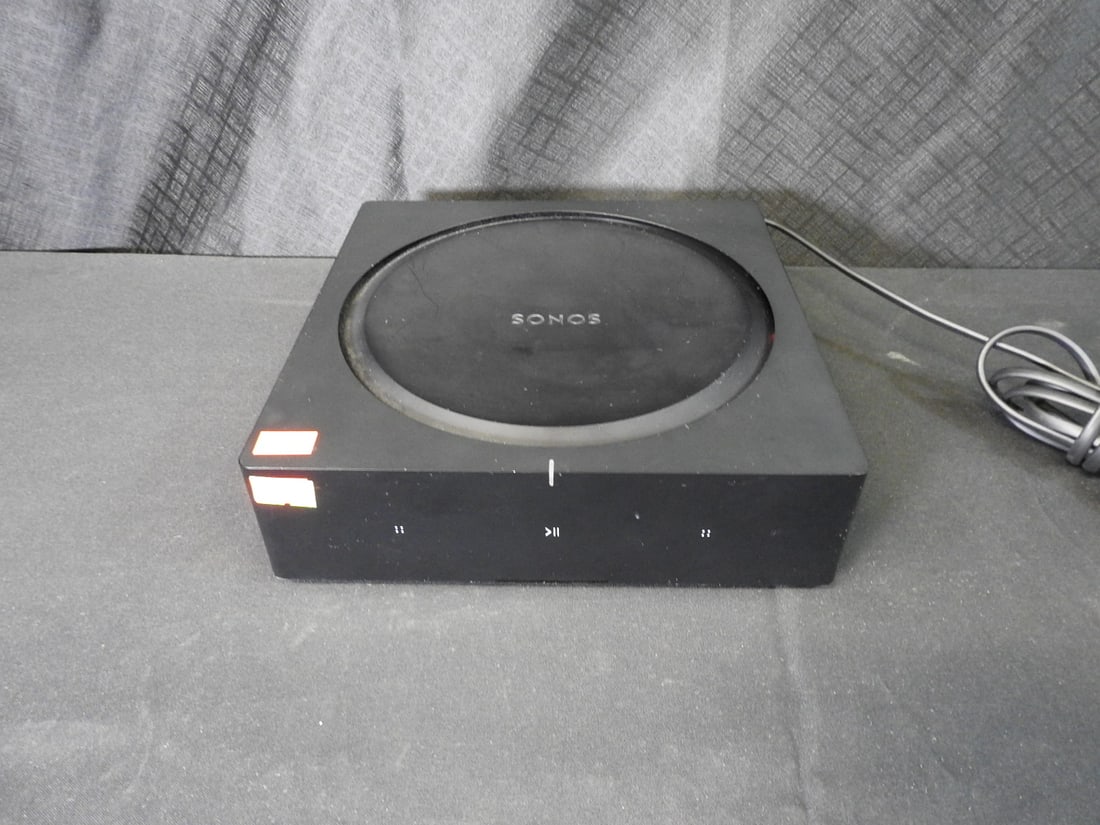 Sonos Amp Premium Amplifier: Sonos Amp premium streaming amplifier. Tested and working. Approx. 2.5 H x 8.5 W x 8.5 D in.