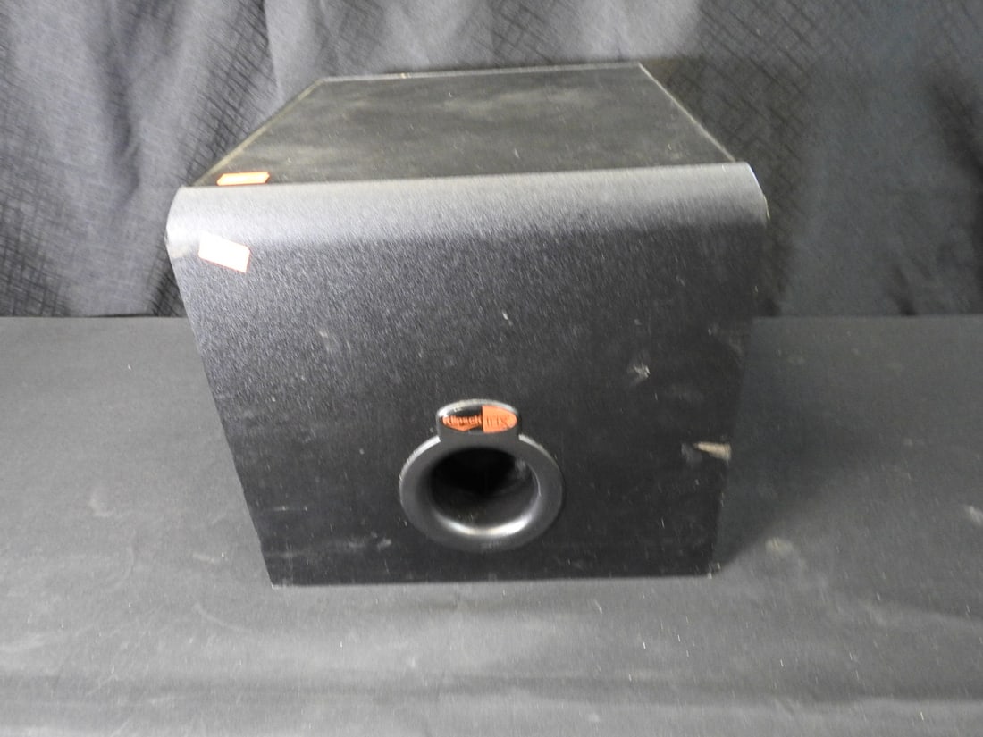 Klipsch ProMedia 2.1 THX Subwoofer: Klipsch ProMedia 2.1 THX/Lucasfilm subwoofer. Tested and functional; shows age/wear. Approx. 9.5 H x 10.5 W x 11 D in.