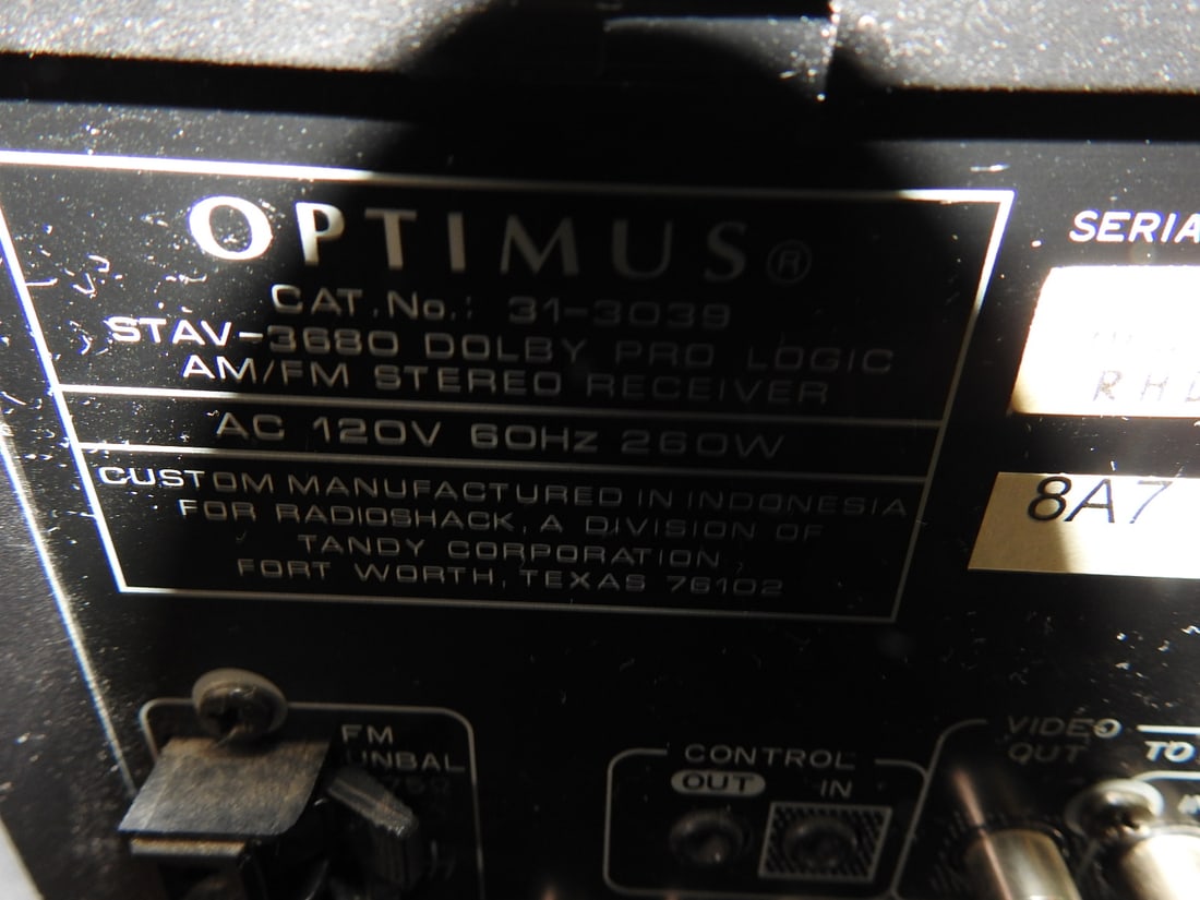 Optimus STAV-3680 Professional Series AV Receiver - 10