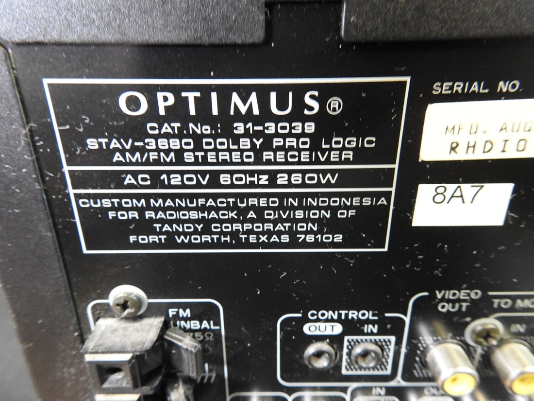Optimus STAV-3680 Professional Series AV Receiver - 11