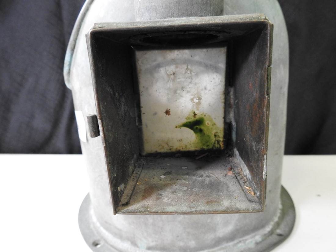Antique Copper and Brass Maritime Anchor Oil Lantern - 10
