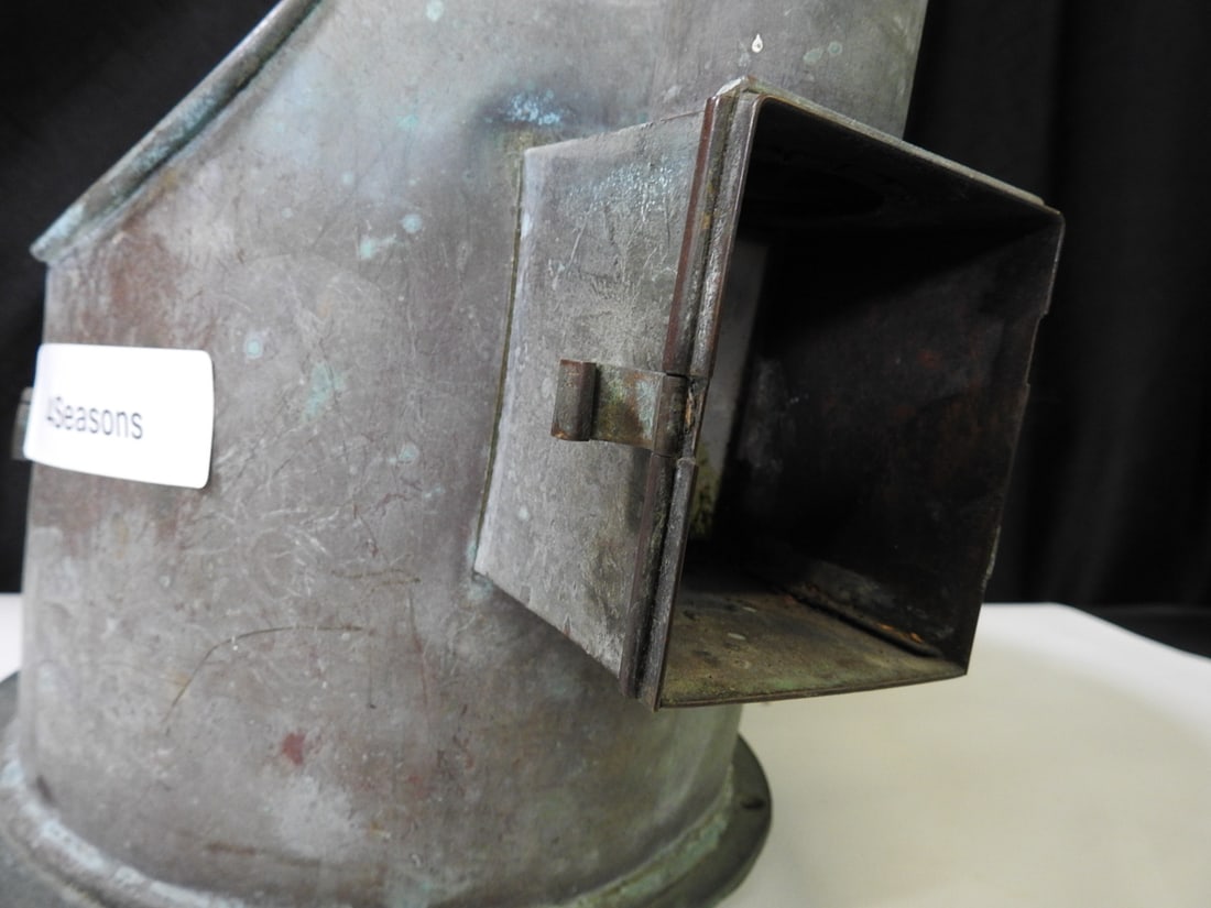 Antique Copper and Brass Maritime Anchor Oil Lantern - 11