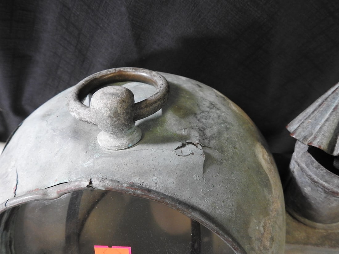 Antique Copper and Brass Maritime Anchor Oil Lantern - 3