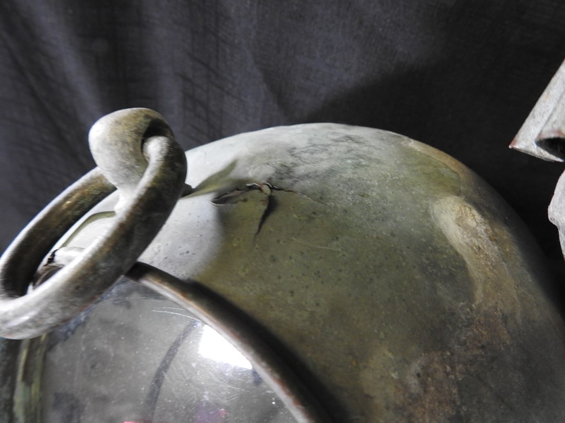 Antique Copper and Brass Maritime Anchor Oil Lantern - 6