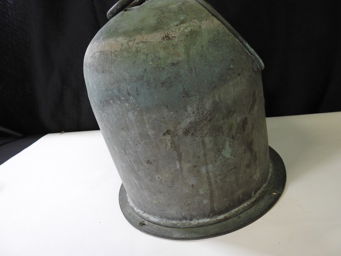 Antique Copper and Brass Maritime Anchor Oil Lantern - 7