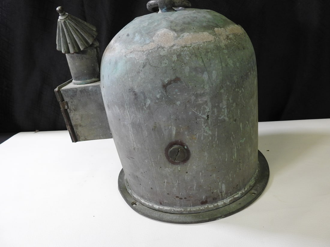 Antique Copper and Brass Maritime Anchor Oil Lantern - 8