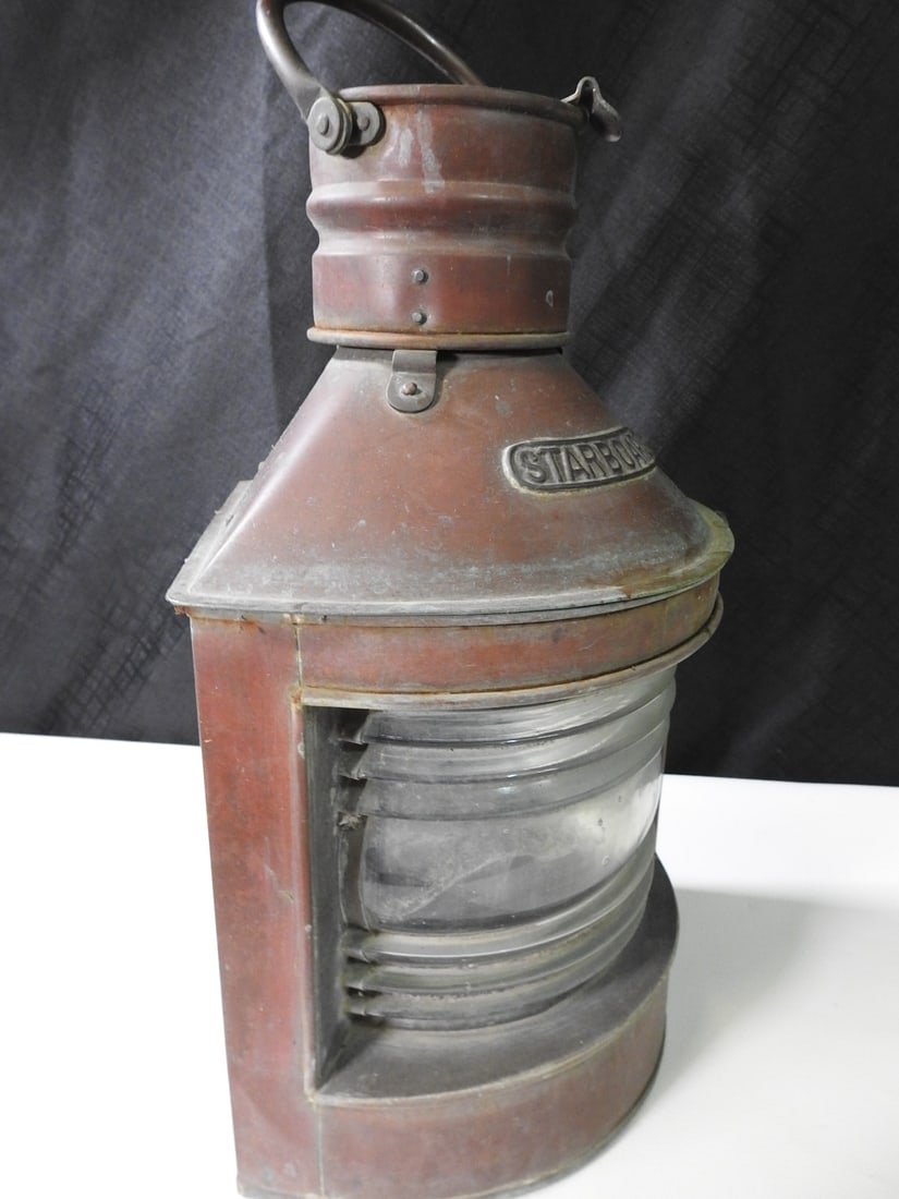 Vintage Copper Marine Navigation Lantern - 6