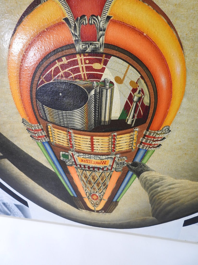 Oil Painting on Canvas, Astronaut with Jukebox Reflection - 2
