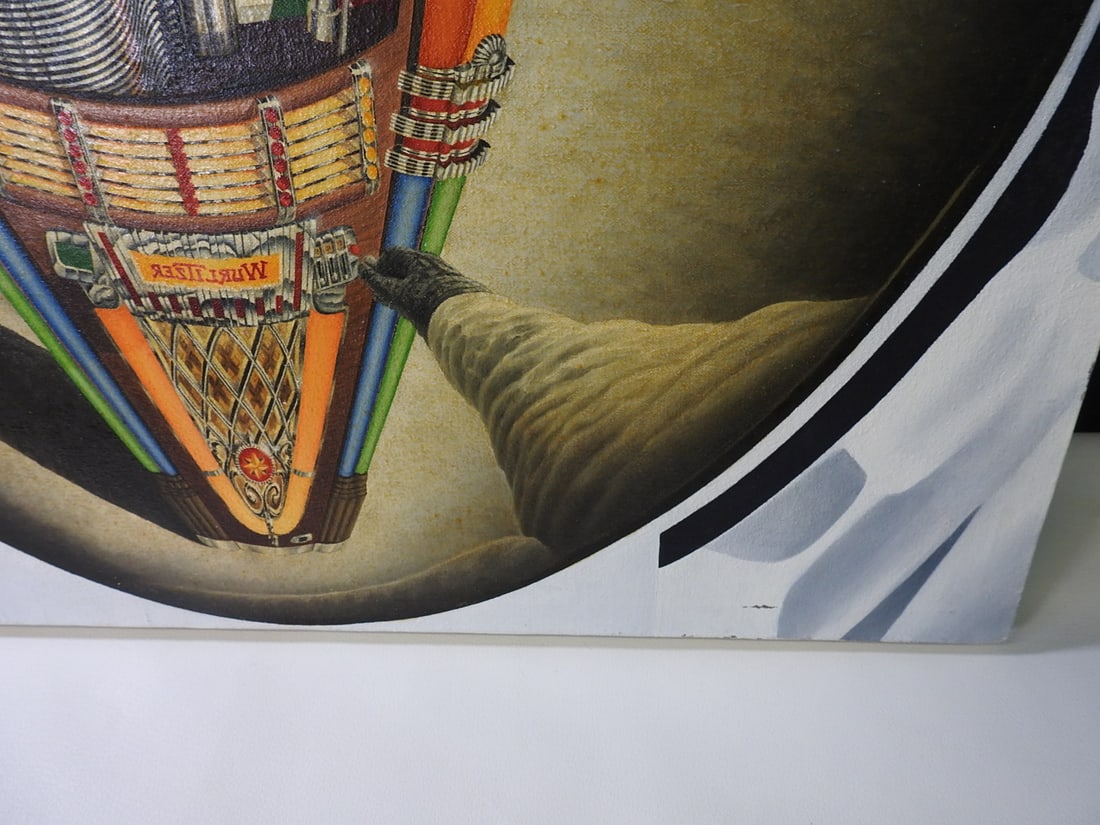 Oil Painting on Canvas, Astronaut with Jukebox Reflection - 3