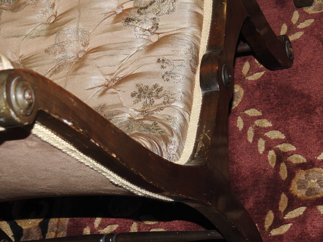 Victorian Mahogany Recamier Chaise Lounge and Matching Ottoman - 8