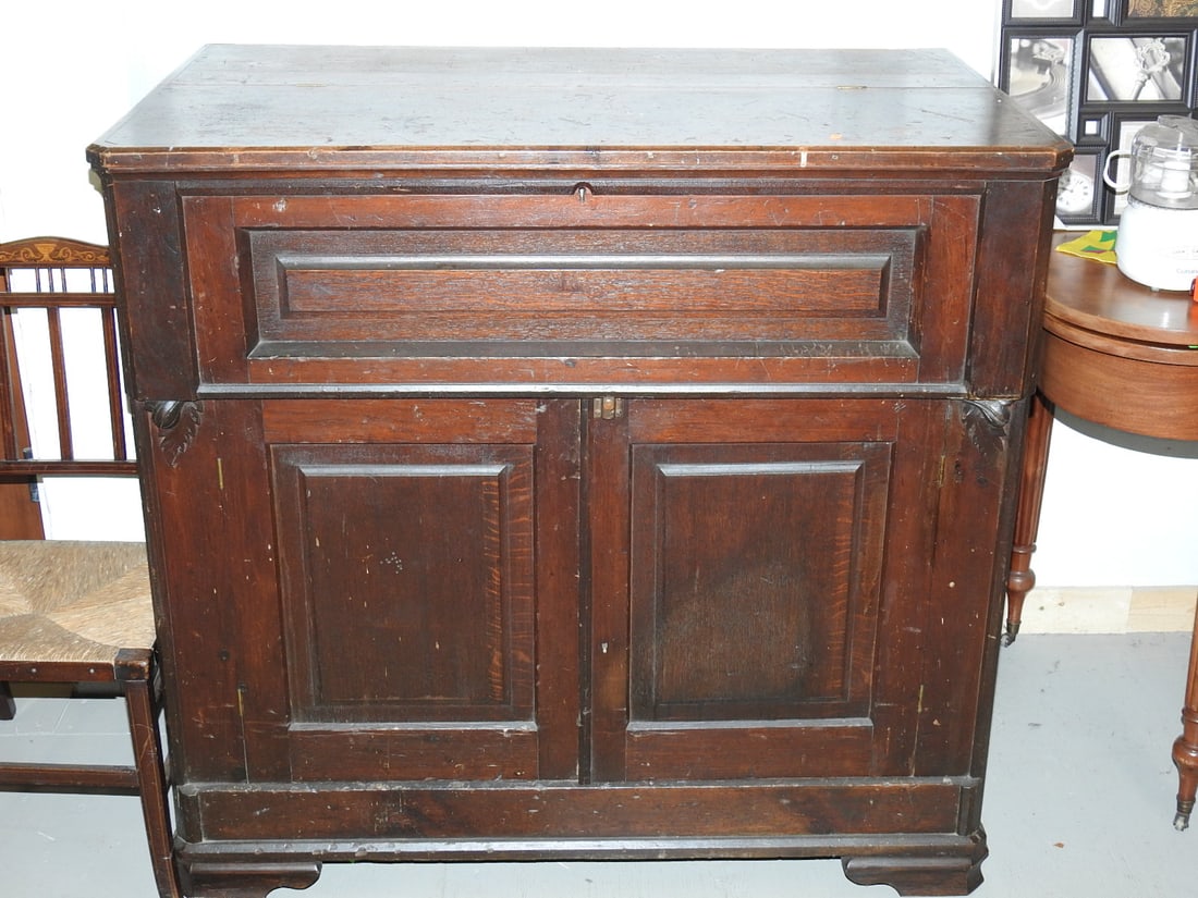 1800s Maritime Locker MARDEN 140 1771: Antique maritime locker marked MARDEN 140, lined with newspapers dated Feb. 24, 1881. Approx. 41.5 H x 44.5 W x 26.5 D in.