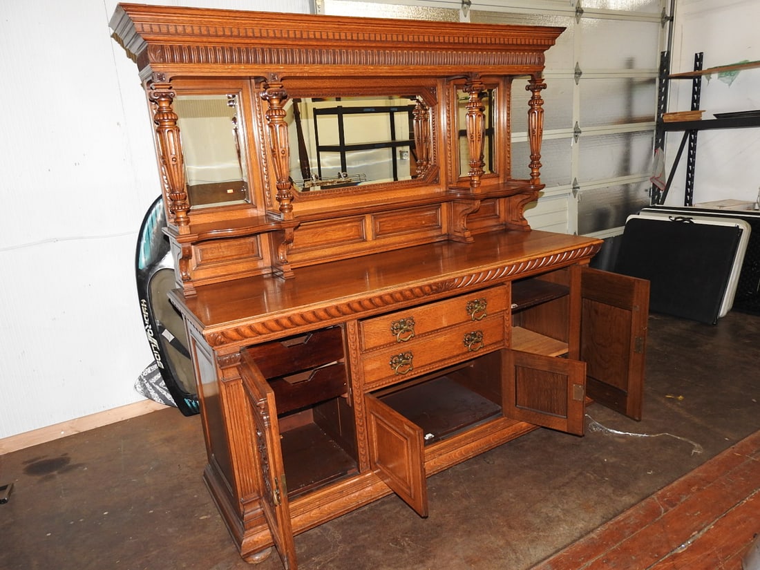 Antique Victorian Renaisance Revival With Mirrored Hutch - 14