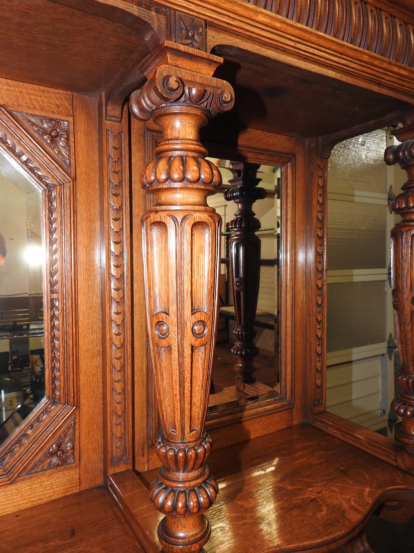 Antique Victorian Renaisance Revival With Mirrored Hutch - 17