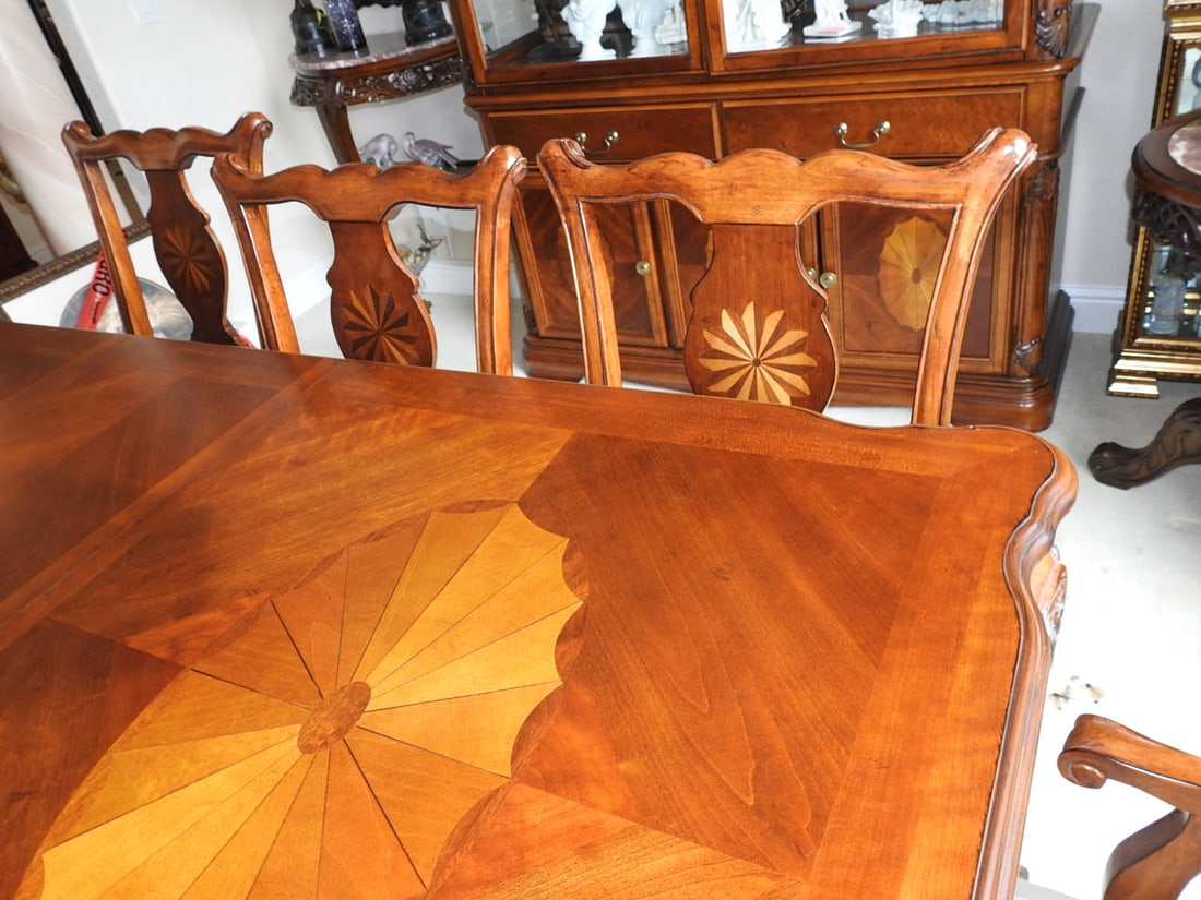 Vintage Baroque Style Dining Table with 10 Chairs - 4