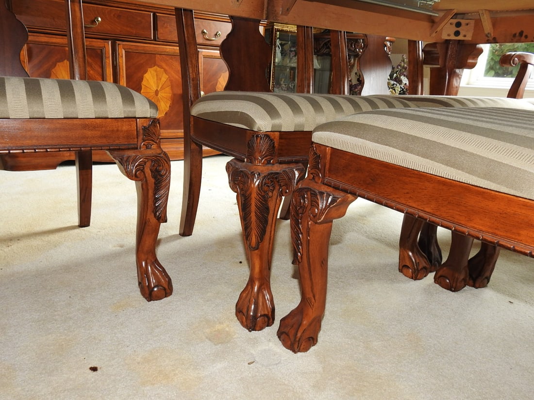 Vintage Baroque Style Dining Table with 10 Chairs - 9