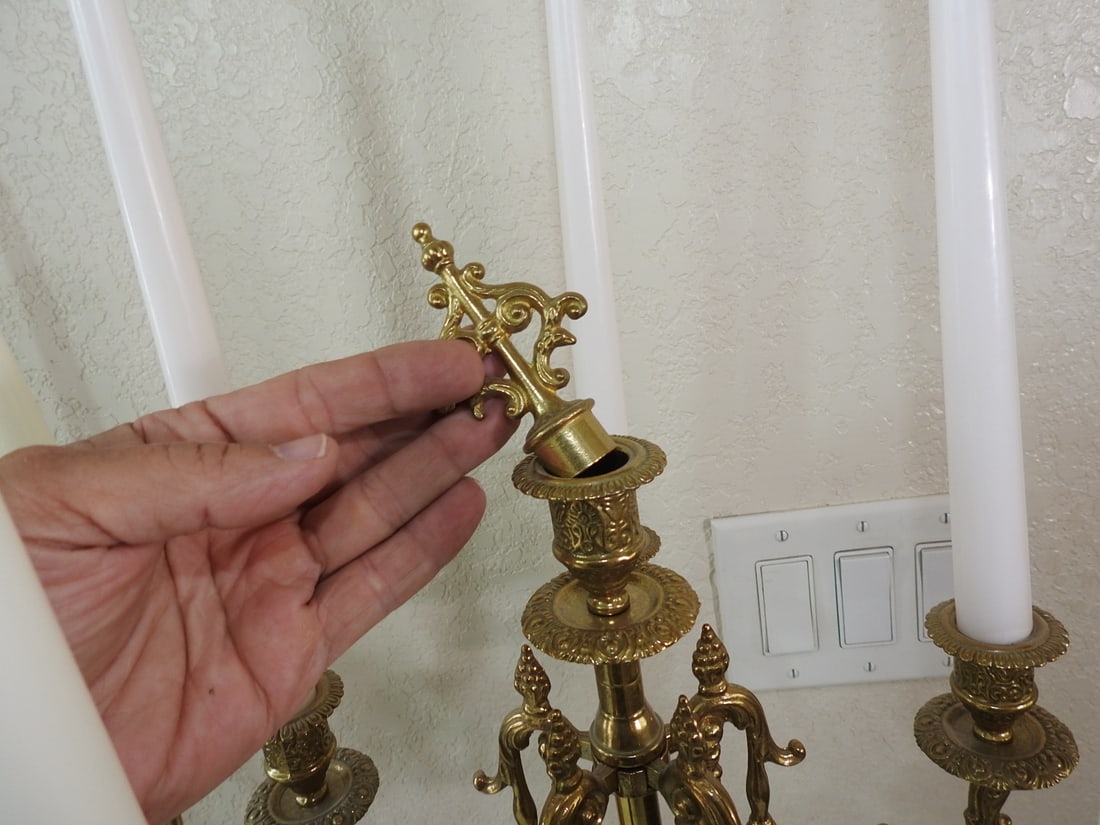 Vintage Baroque Style Solid Brass Tall Candelabra Set - 3