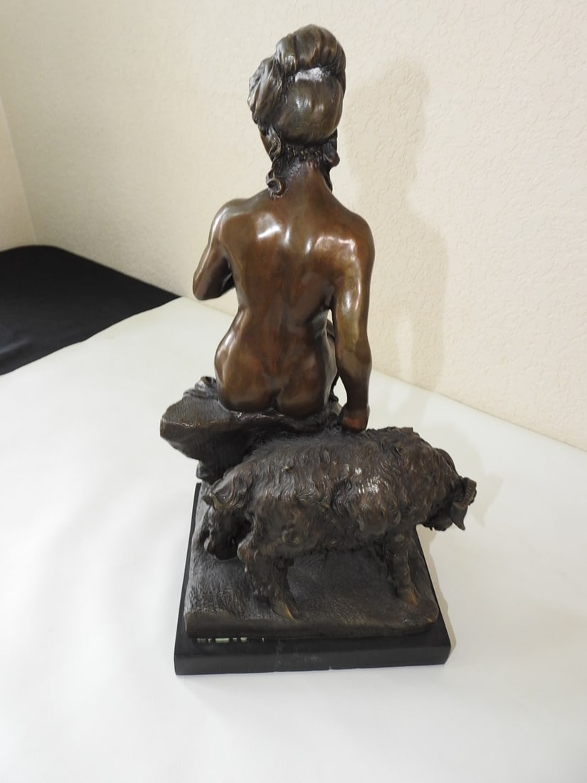 Bronze Amalthea Statue on Marble Base after Pierre Julien - 4