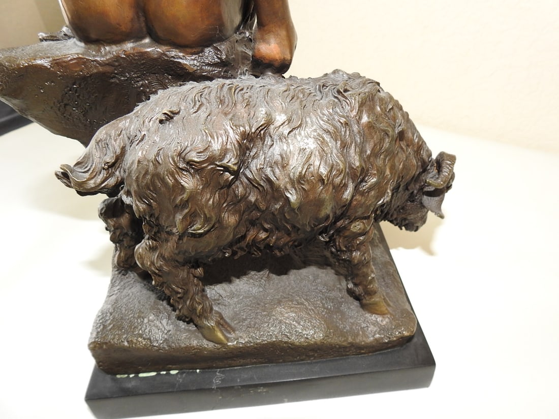 Bronze Amalthea Statue on Marble Base after Pierre Julien - 5