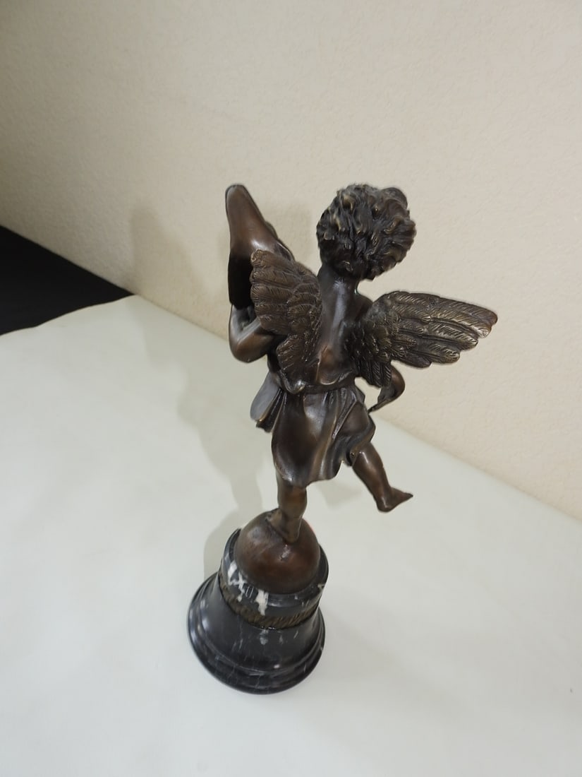 Bronze Cherub with Fish Statue after Andrea del Verrocchio - 5