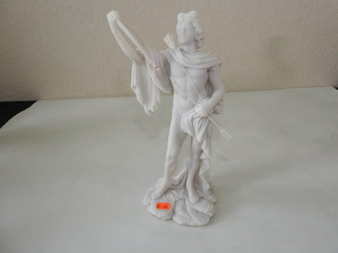 Classical Apollo Statue: Top Land Trading Myths and Legends line classical statue depicting Apollo, ancient Greek god of music. Approx. 10 x 6 x 6 in.