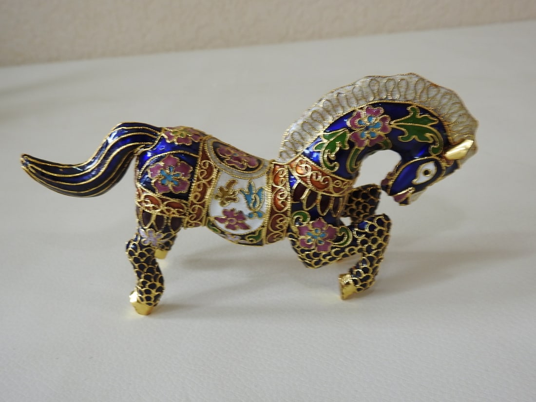 Chinese Cloisonne Horse Figurine - 2