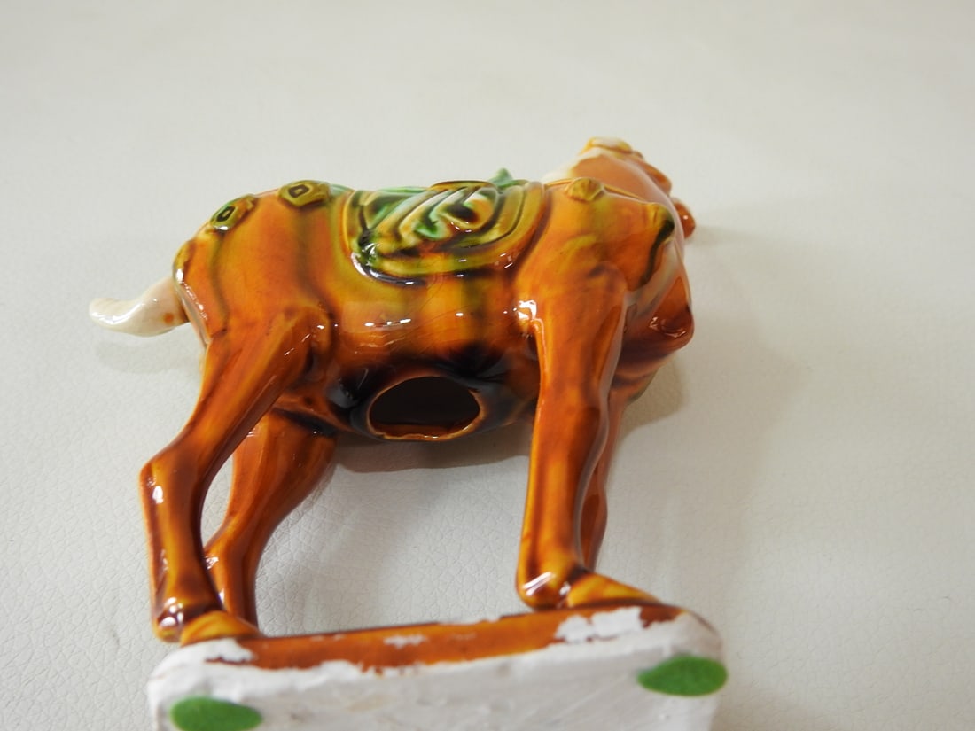 Majolica Style Tan Tang Horse Figurine - 6