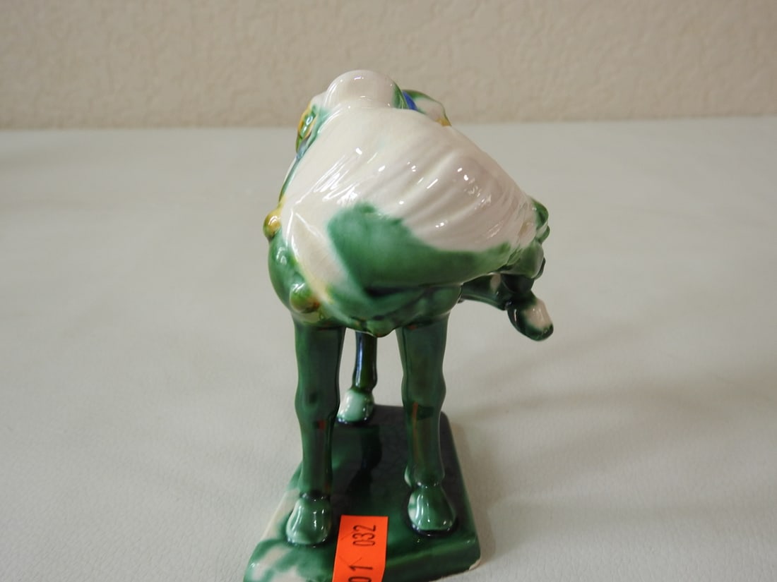 Majolica Style Green Tang Horse Figurine - 2