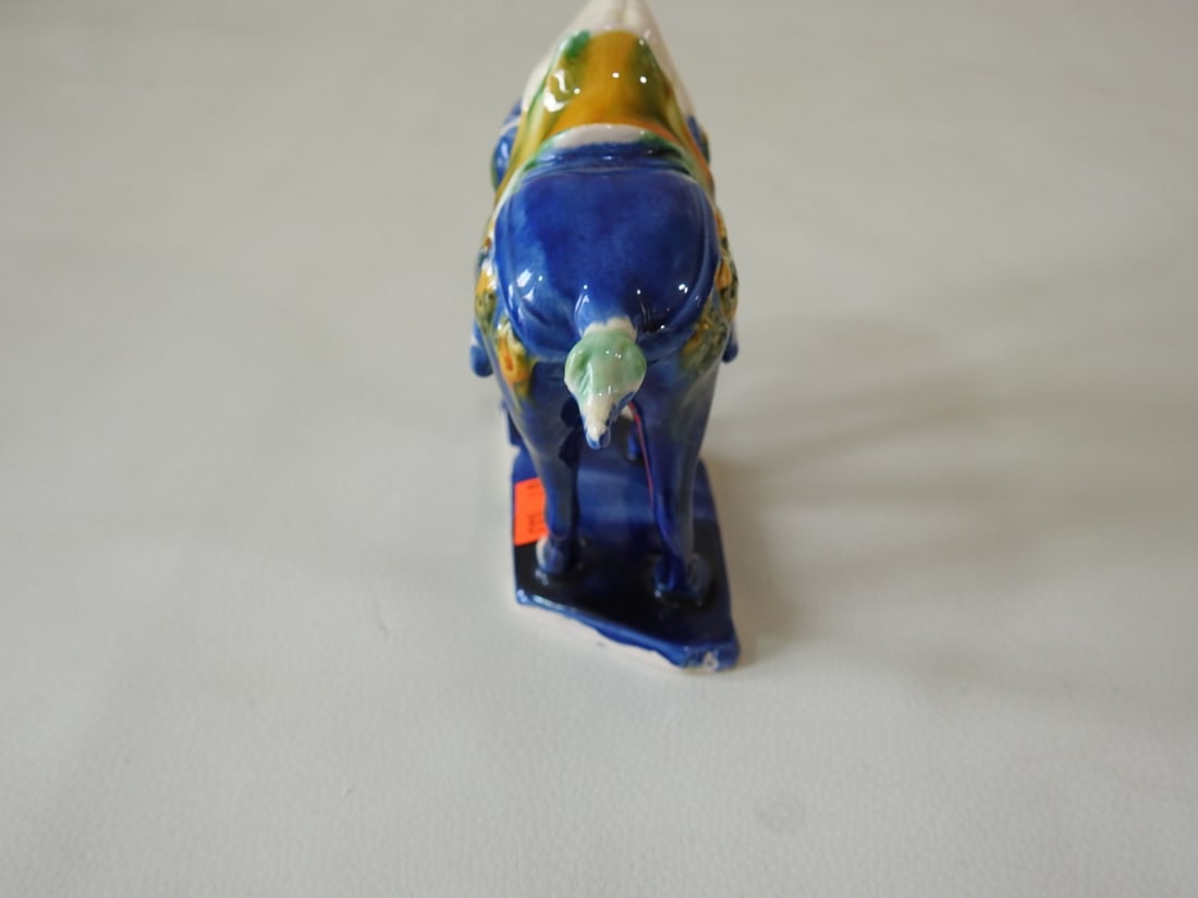Majolica Style Blue Tang Horse Figurine - 2