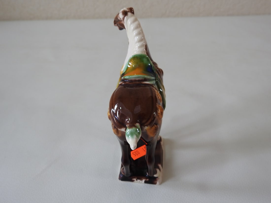 Majolica Style Brown Tang Horse Figurine - 2