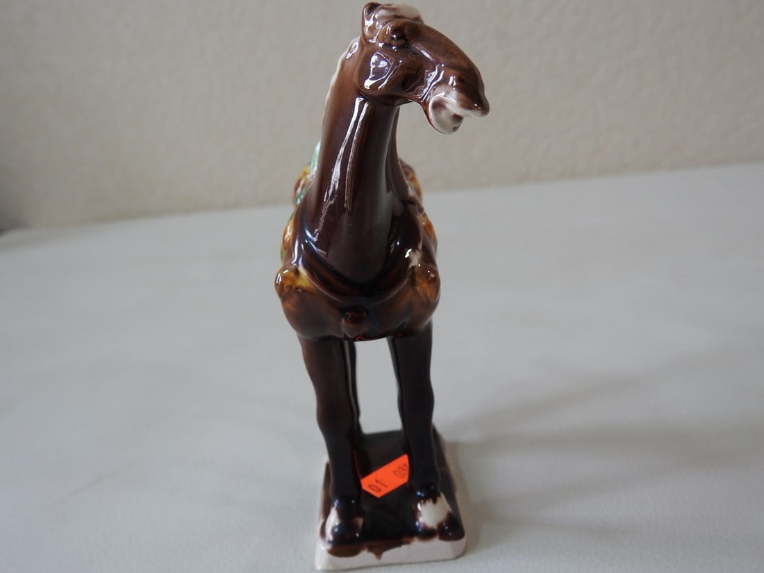 Majolica Style Brown Tang Horse Figurine - 4