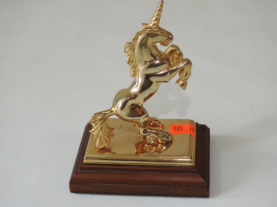 H. Ghazarian 1983 Gold-Plated Unicorn Figurine - 3