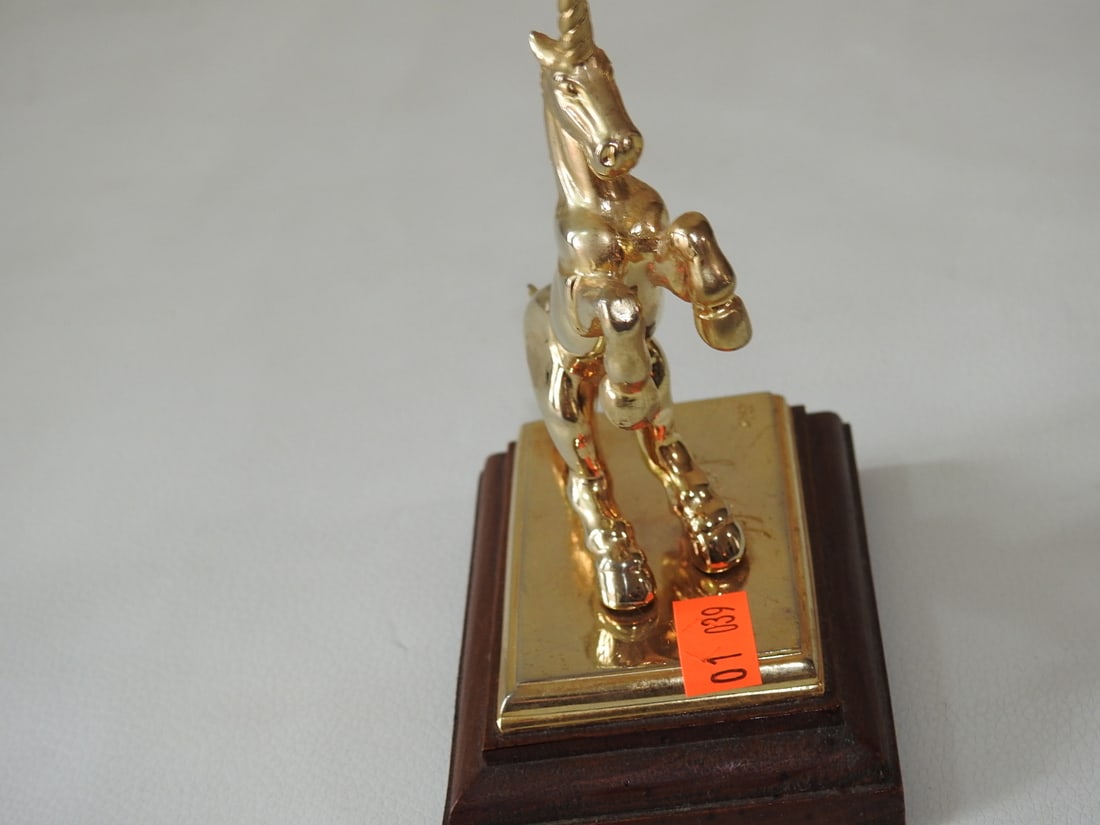 H. Ghazarian 1983 Gold-Plated Unicorn Figurine - 4