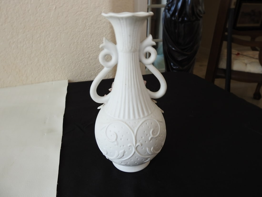 Vintage Wall Porcelain Bisque Floral Vase - 3
