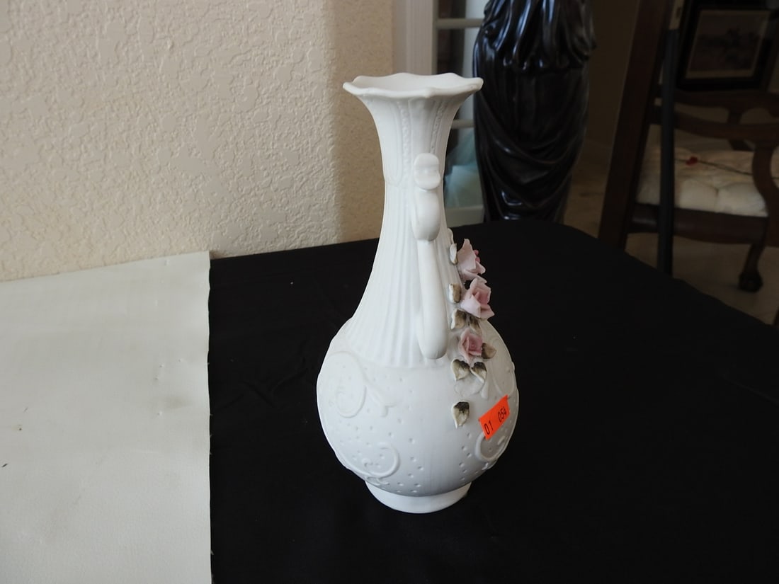 Vintage Wall Porcelain Bisque Floral Vase - 4