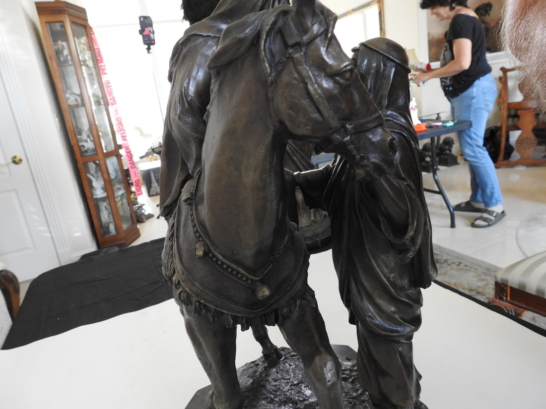 Bronze Arabian Man Assisting Woman Statue - 10