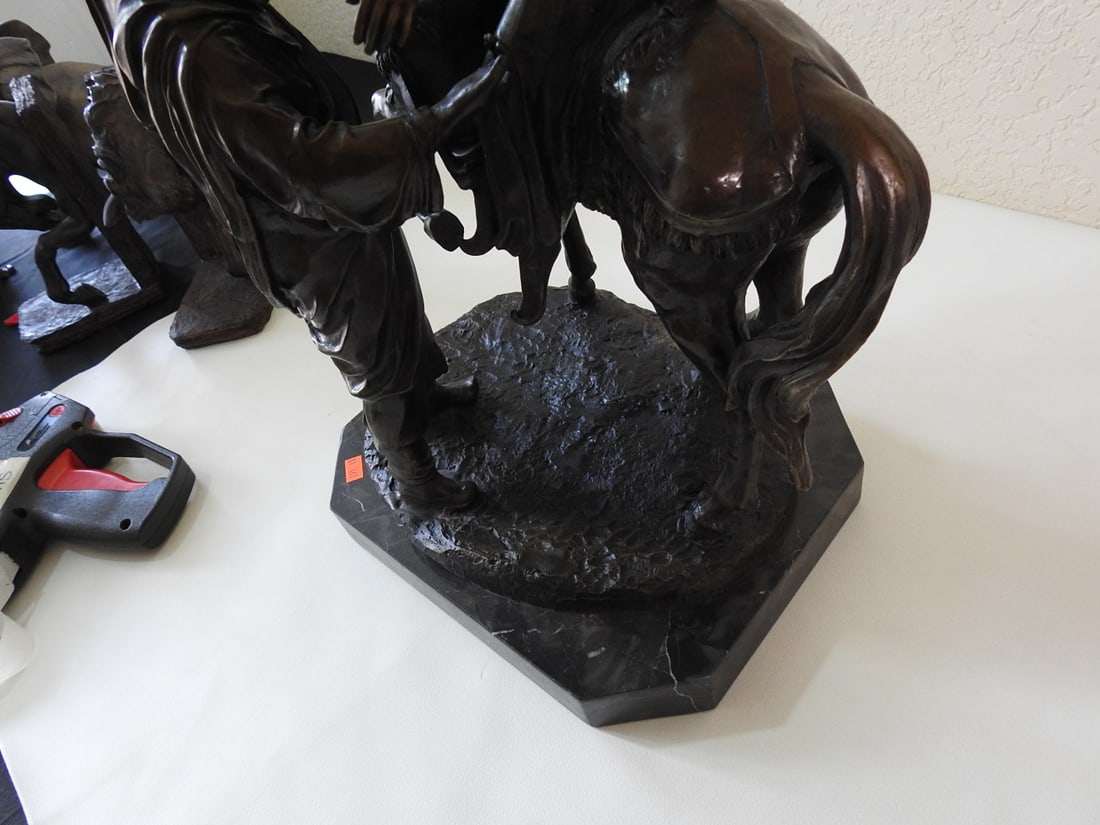 Bronze Arabian Man Assisting Woman Statue - 3