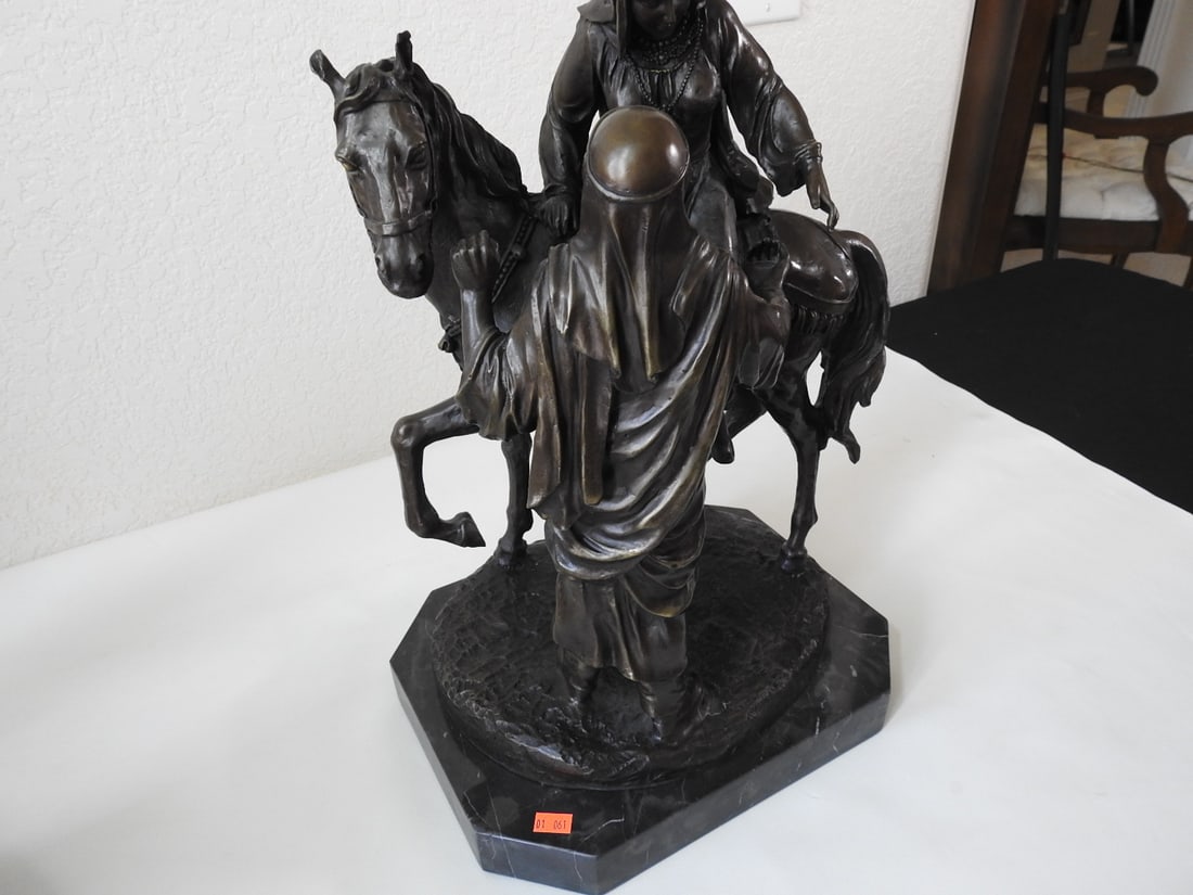 Bronze Arabian Man Assisting Woman Statue - 4