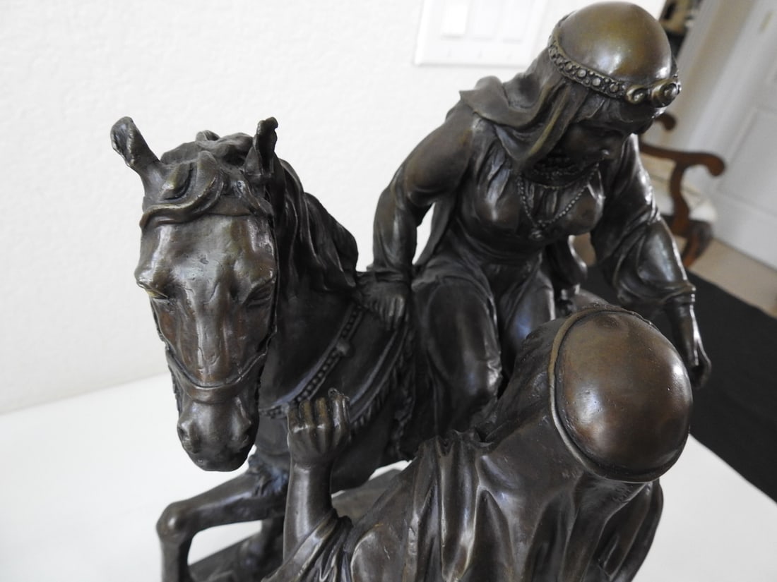 Bronze Arabian Man Assisting Woman Statue - 5