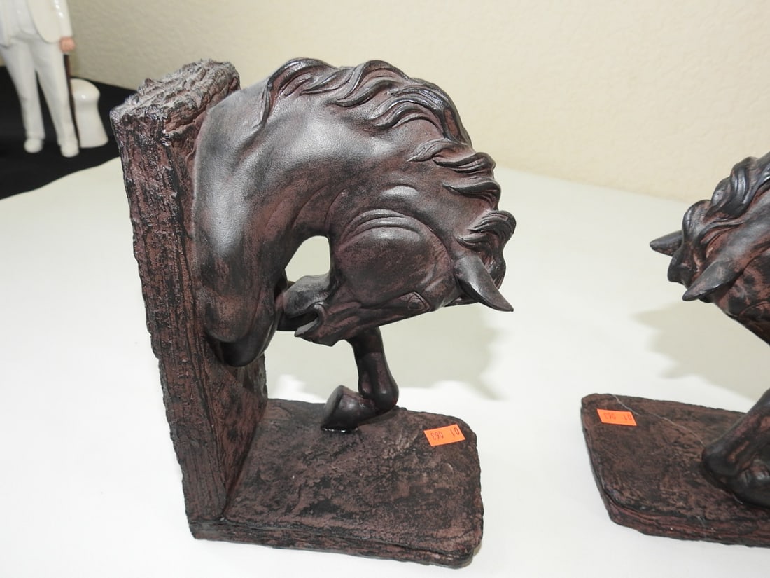 Faux Bronze Horse Head Bookends Pair - 5
