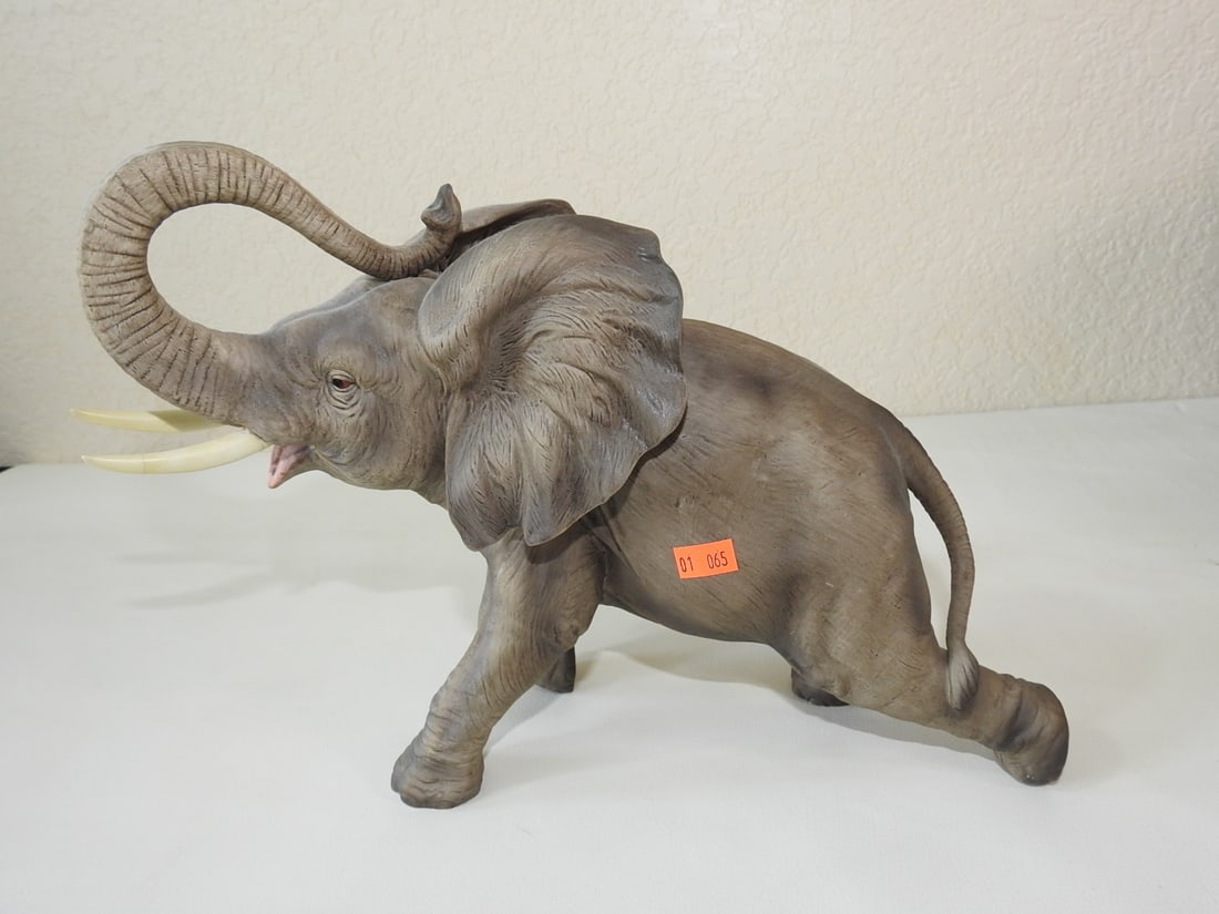 Andrea Porcelain Bisque Elephant Figurine #7837: Andrea Porcelain Bisque Elephant Figurine #7837. Vintage Andrea porcelain bisque elephant figurine, serial #7837. Approx. 10 x 13 x 6 in.