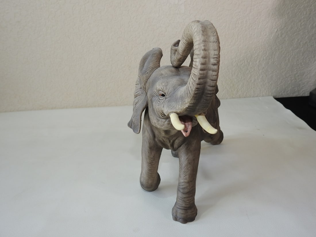 Andrea Porcelain Bisque Elephant Figurine #7837 - 2