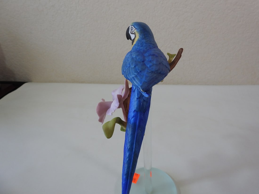 Vintage Porcelain Blue and Gold Macaw Figurine - 2