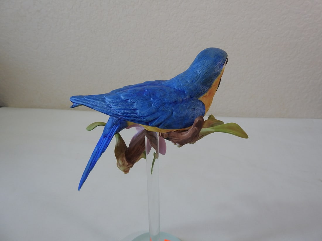 Vintage Porcelain Blue and Gold Macaw Figurine - 3
