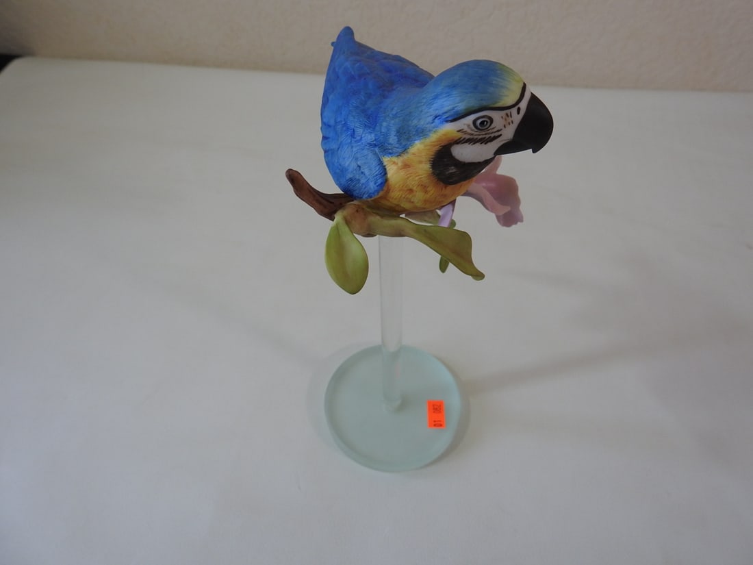 Vintage Porcelain Blue and Gold Macaw Figurine - 4