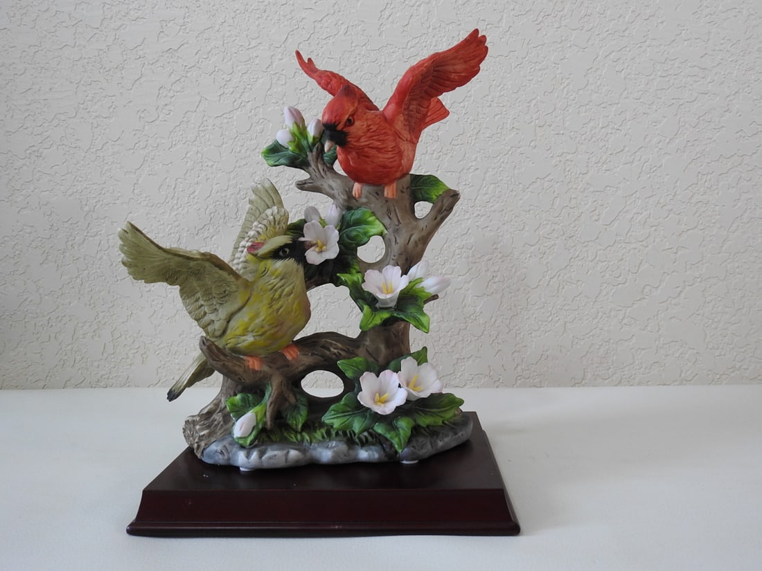 Westminster Collection Ceramic Cardinals Figurine: Vintage Westminster Collection Japan ceramic cardinals figurine with original base. Approx. 9.75 x 6.75 x 5.25 in.