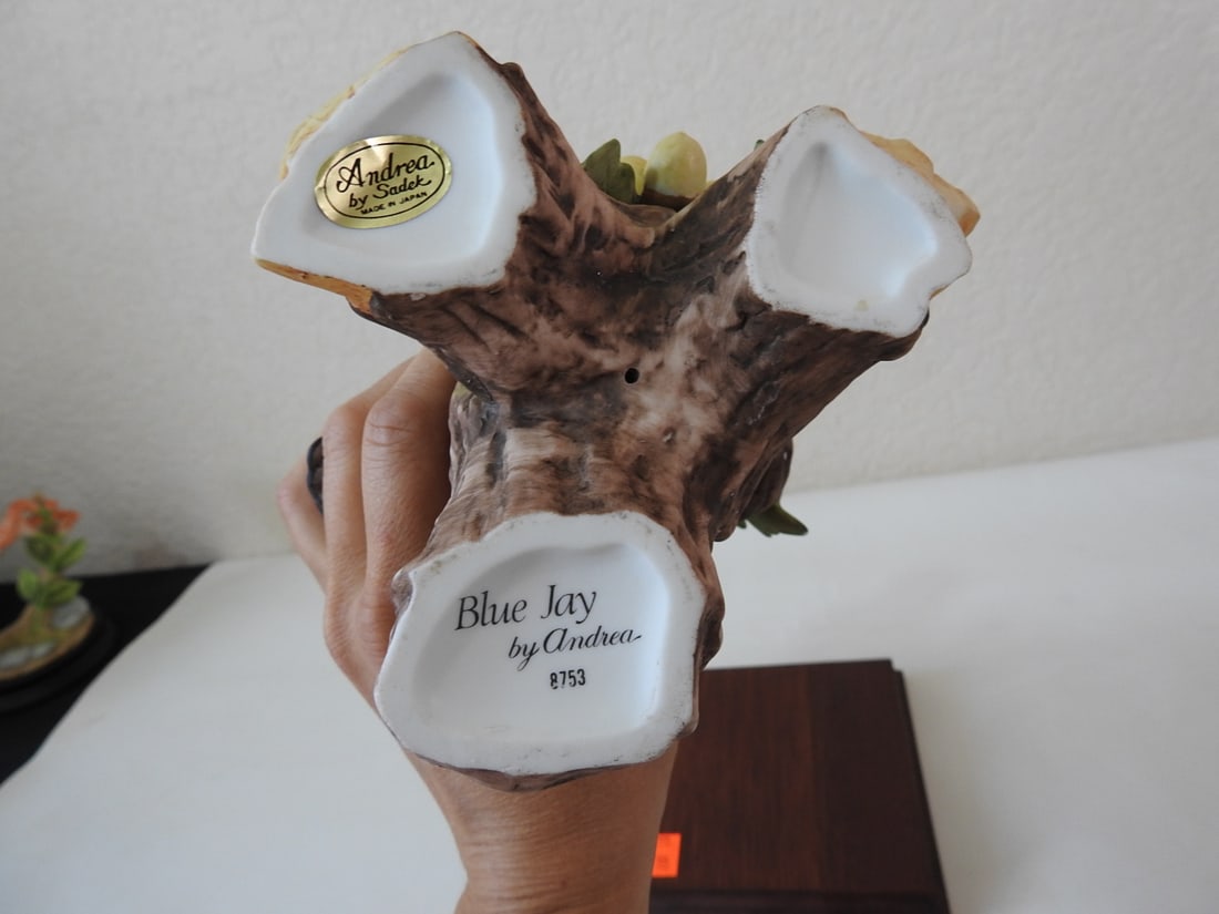 Andrea by Sadek Porcelain Blue Jay Figurine #8753 - 5